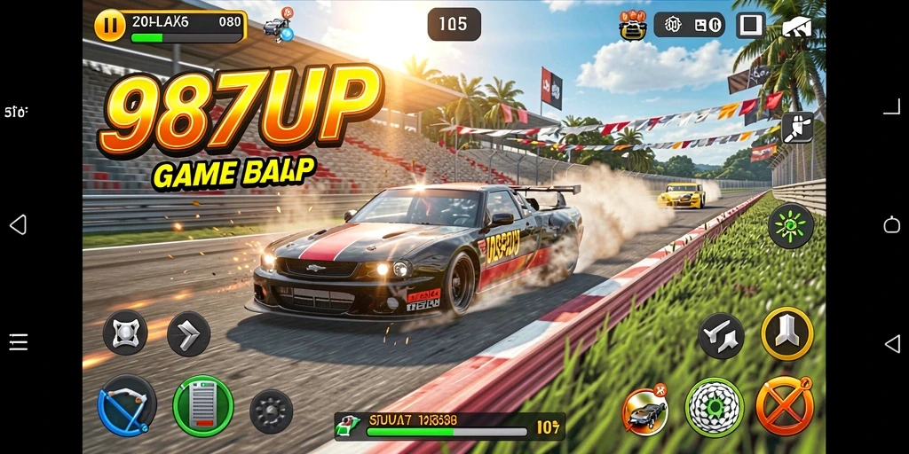 Gameplay mendebarkan di 987UP dengan aksi balapan seru.