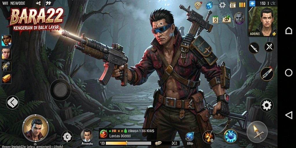 Screenshot gameplay BARA22 menampilkan suasana Horror yang mencekam.
