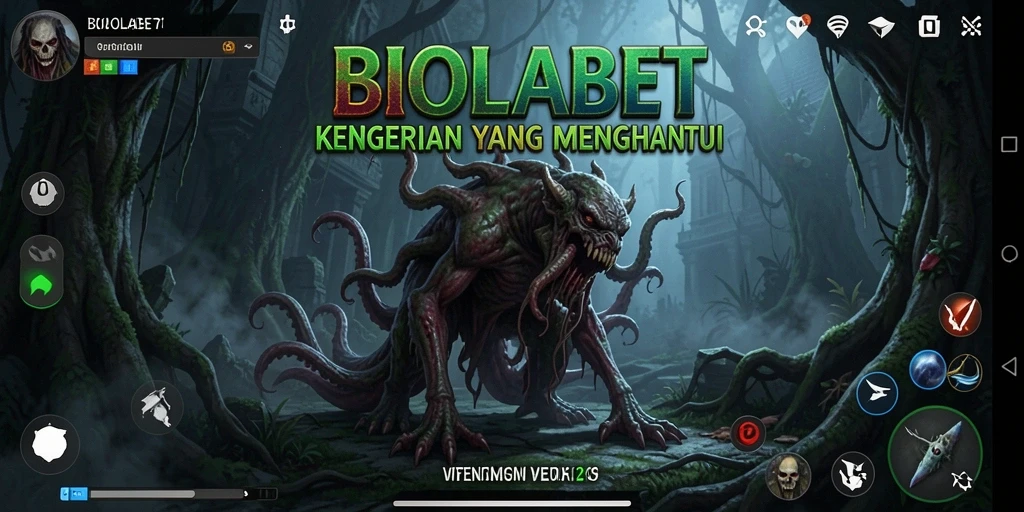 Screenshot utama BIOLABET menampilkan suasana mencekam saat gameplay Horror.