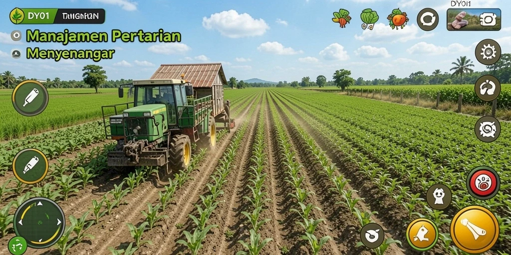 Screenshot gameplay DY01 menampilkan keindahan pertanian yang dikelola pemain.