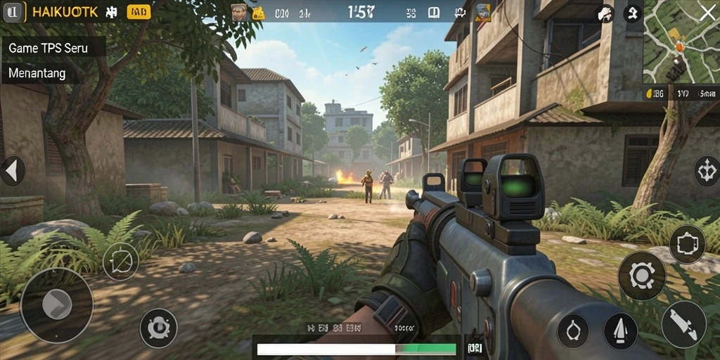 Screenshot gameplay HAIKUOTK dengan aksi pertempuran yang seru.