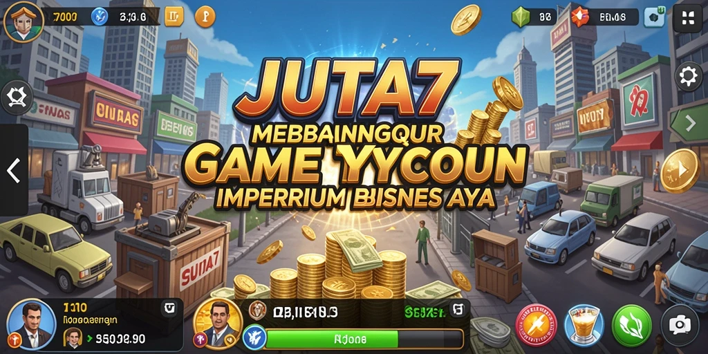 Tampilan gameplay menarik dari JUTA7 dengan berbagai elemen Tycoon.