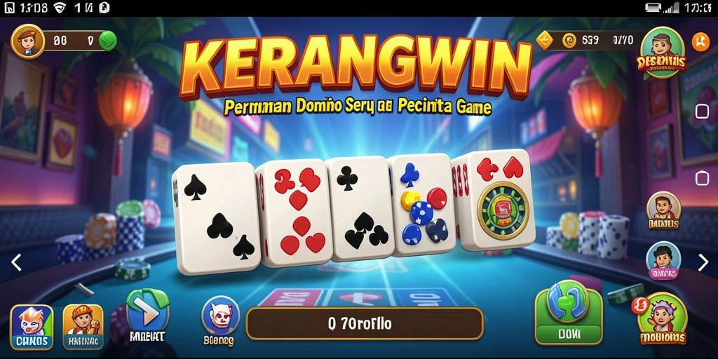 Screenshot gameplay KERANGWIN yang menampilkan aksi seru permainan Domino.