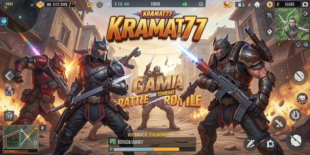Tampilan gameplay KRAMAT77 yang mendebarkan dalam pertempuran Battle Royale.