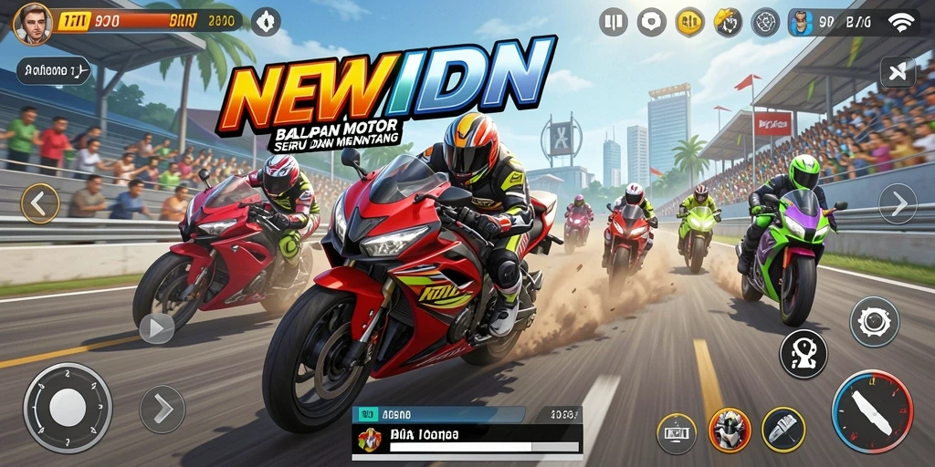 Tampilan gameplay seru balapan motor di NEWIDN.