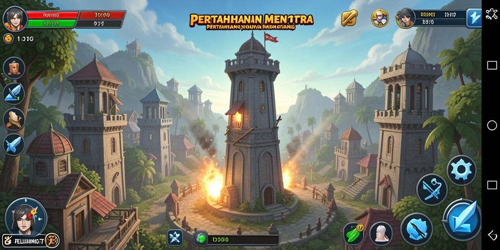 Tampilan gameplay menara pertahanan PELUANG77 yang mendebarkan.