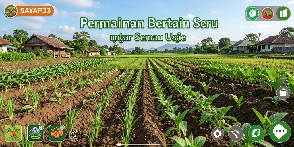 Screenshot utama SAYAP33 menampilkan gameplay bertani yang seru dan interaktif.