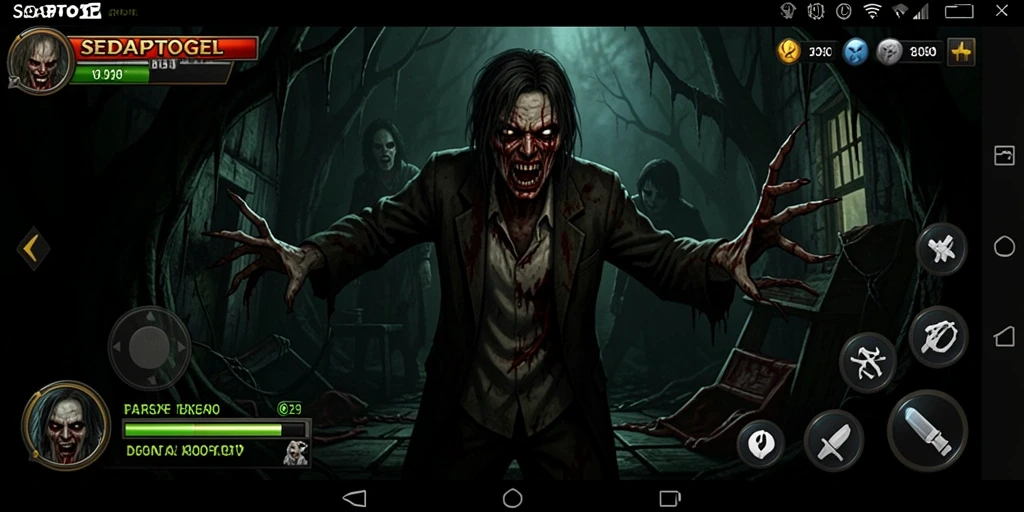 Tampilan gameplay SEDAPTOGEL yang menakutkan dan mencekam.