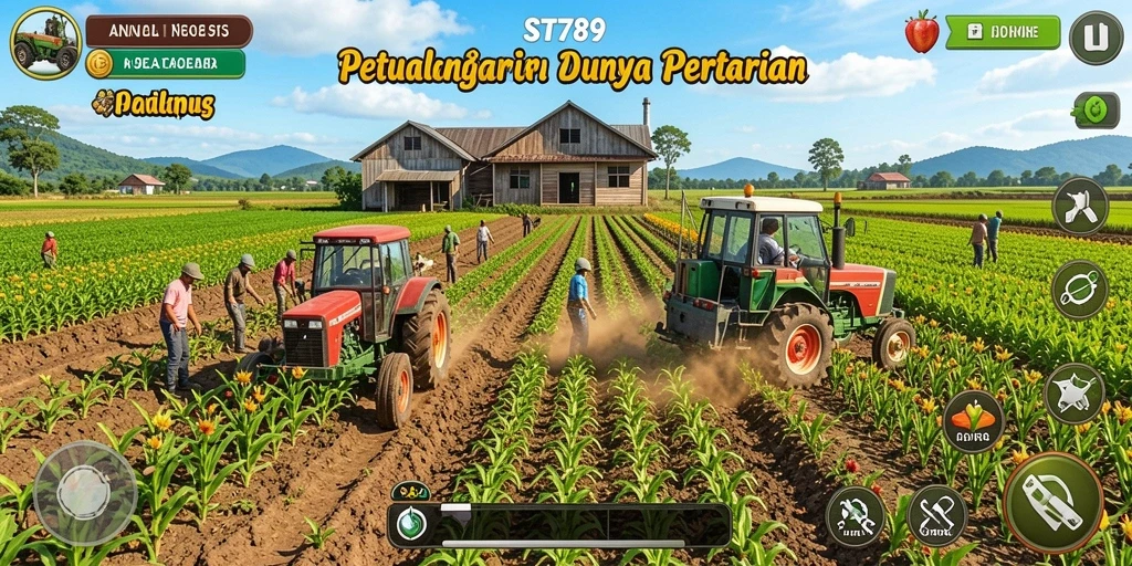 Tangkapan layar gameplay ST789 yang menampilkan aktivitas bertani.