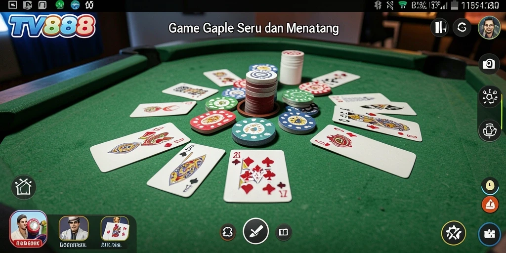 Tampilan gameplay Gaple yang seru dan interaktif di TV888.