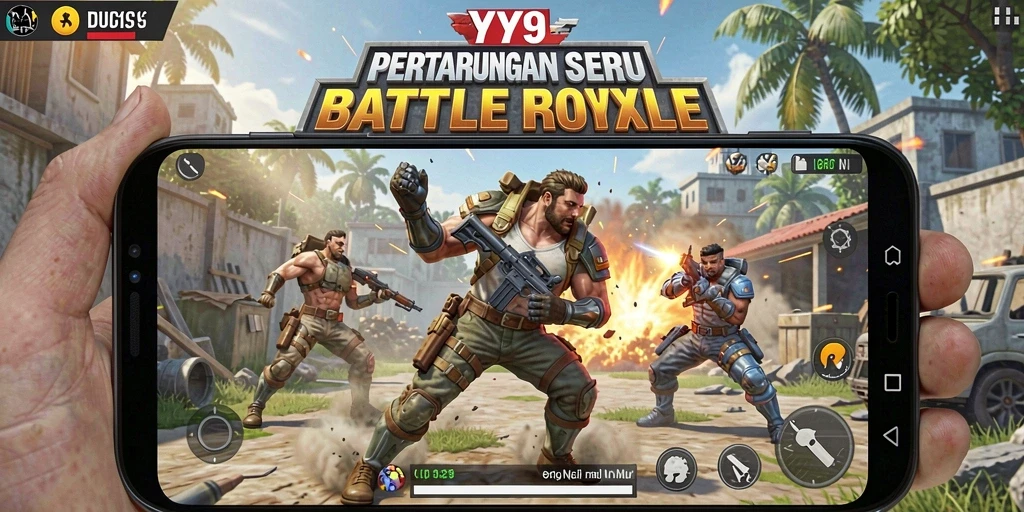 Tampilan gameplay seru dan mendebarkan dalam Y89 Battle Royale.