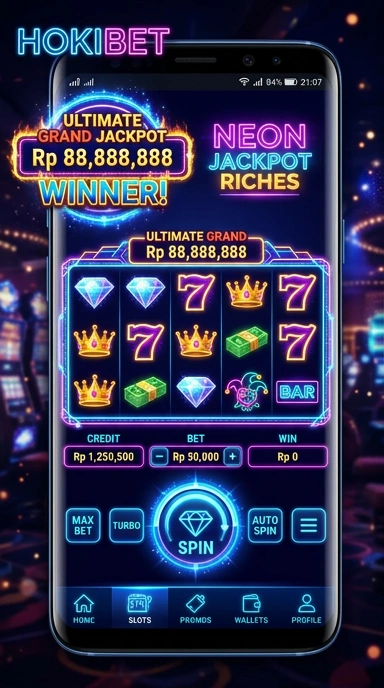 Tampilan antarmuka pengguna aplikasi Hokibet yang bersih dan modern.